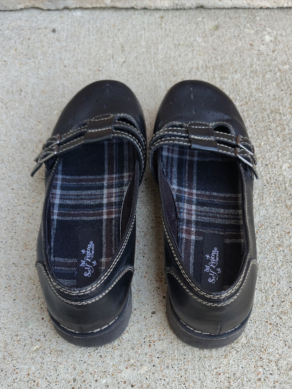 Vintage Self Esteem Plaid Mary Jane Chunky Heel Loafers Size 7.5 Y2K Grunge - Picture 5 of 16